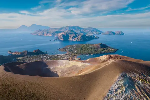 Rolling hills through the clouds