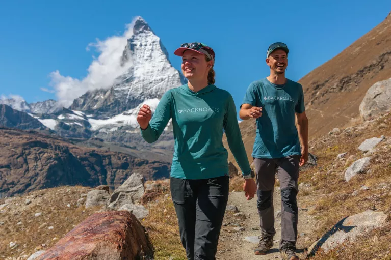 Two Backroads guests on a hike