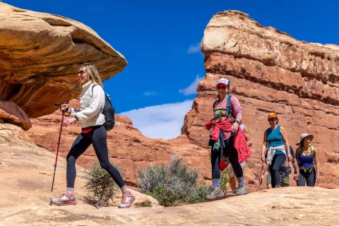 Backroads guests hike among rock formations