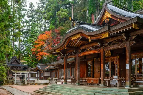 Exterior view of large, Japanese temple