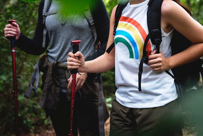 using hiking sticks