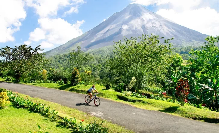 Biking in front of Volcano