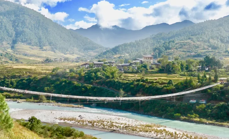 River winding through a valley in Bhutan