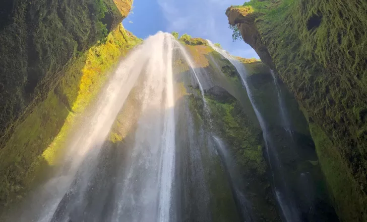 View of waterfall from below
