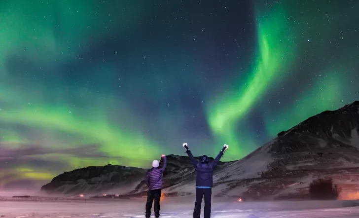 Two Guests Aurora Borealis Iceland