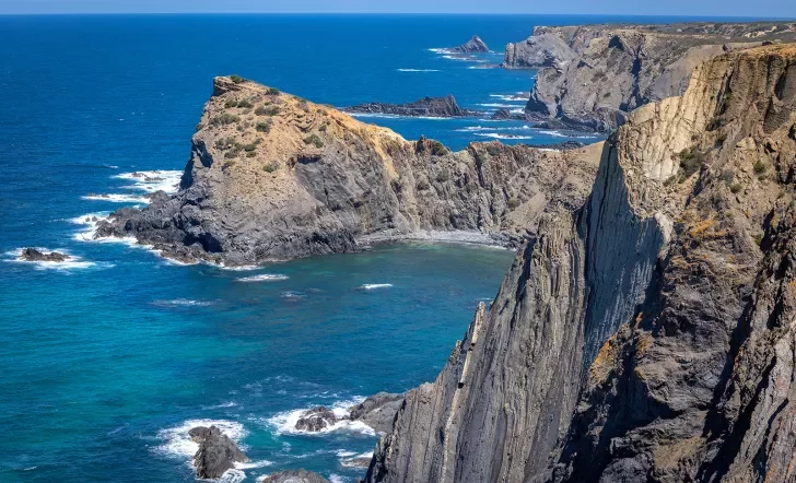 Stony cliffs overlooking the ocean