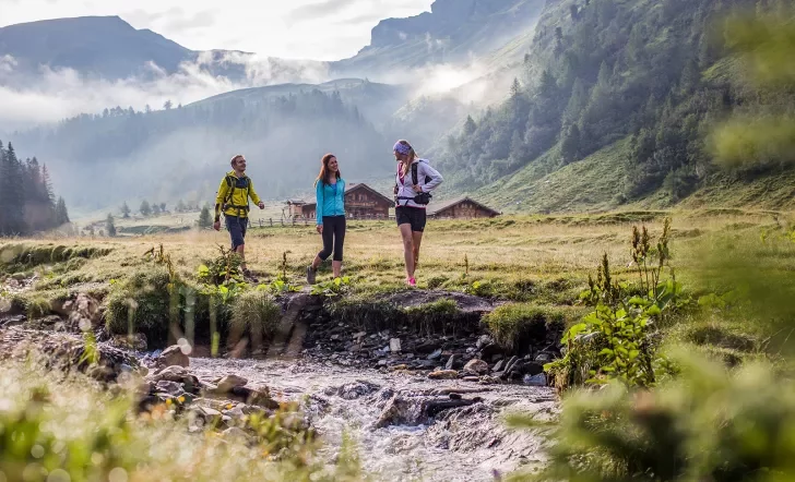Three hiker on trail in Austria - SalzburgerLand.