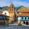 Wide shot of the Cuzco Main Square. 