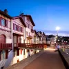 Traditional Labourdine Houses of Saint de Luz at Night, Basque Country, France