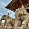 Stone statues of elephants in Nepal