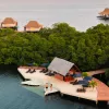Dock with cabana overlooking the ocean