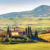 Wide shot of Tuscan countryside.