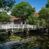 Kippenbrug (Chicken Bridge) crossing the Oudegracht canal in the historic town of Weesp, near Amsterdam, in the Netherlands.