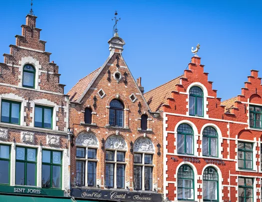 Vibrant Dutch brick storefronts/housefronts
