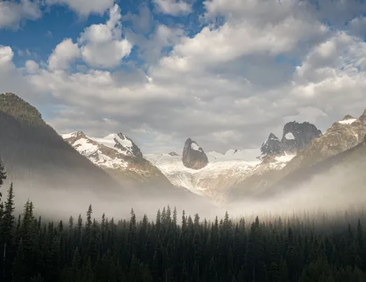 Wide shot of Bugaboo Mountains.
