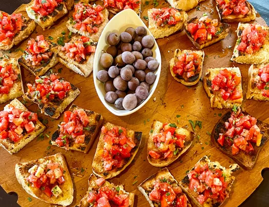 Shot of bruschetta platter.