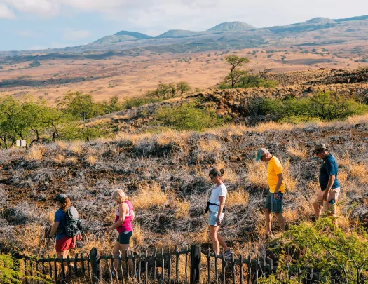 Hiking among lava fields in Hawaii