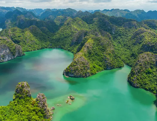 Aerial view of Halong bay in Vietnam