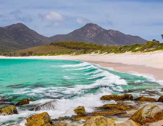 The Beach at Wineglass Bay, Freycinet National Park, Tasmania, Australia.