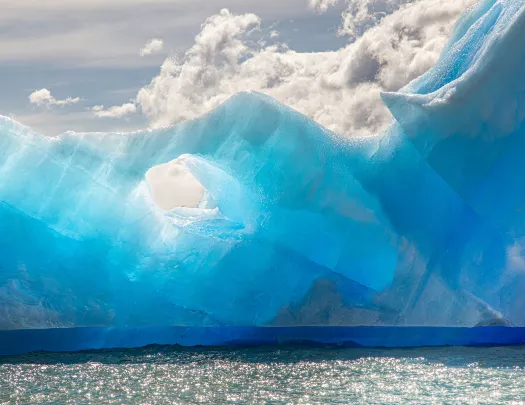Shot of light blue glacier.