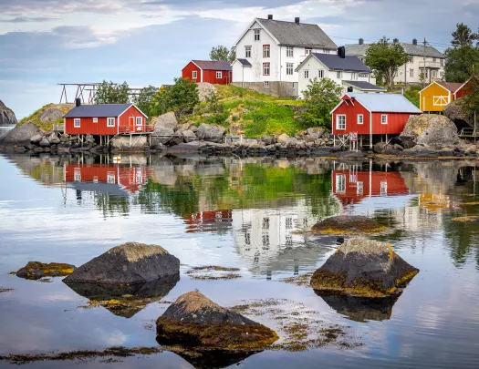 Coast Red Boat Houses Norway