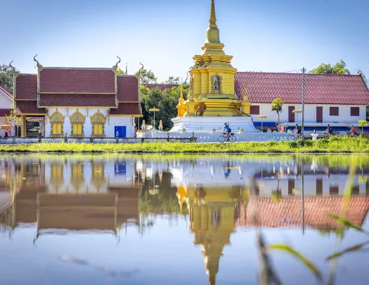 Building reflecting onto water