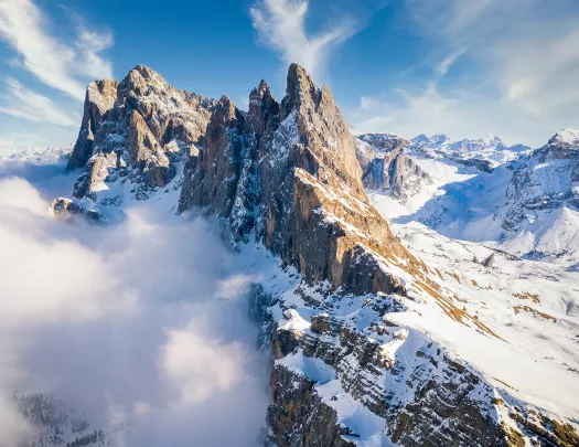 Snowy mountain peaks