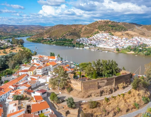 Two small towns with a river between them