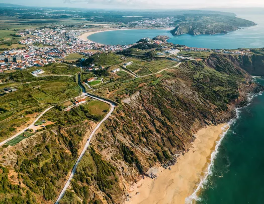 Sky view of cliffs by the beach