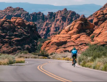 Back shot biker in Arizona