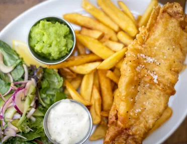 Plate Fish and Chips with Salad Ireland