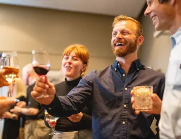 Guests raising a cheers 