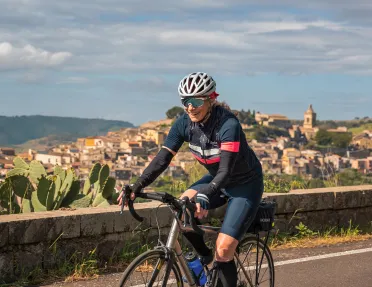Backroads guest biking on path