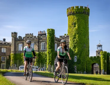 Guests Riding in Front Ivy Tower Scotland