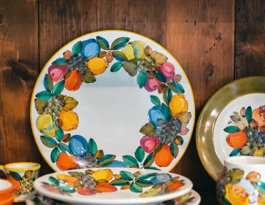 Close-up of decorative plates.