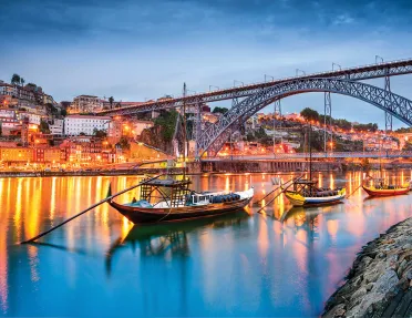 Harbor in Portugal at night