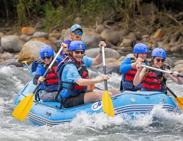 Paddling White Water River Raft, Costa Rica