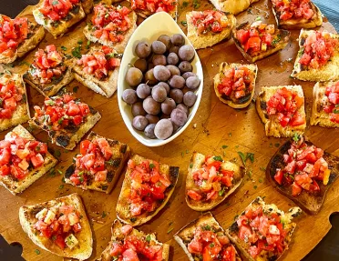 Shot of bruschetta platter.