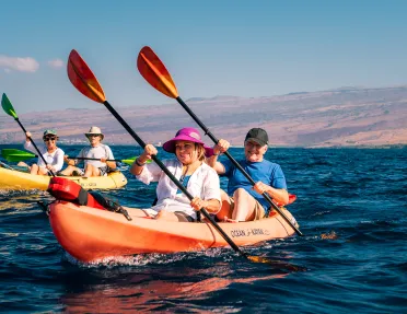 Kayaking in the Pacific ocean off the coast of Hawaii