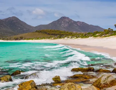 The Beach at Wineglass Bay, Freycinet National Park, Tasmania, Australia.