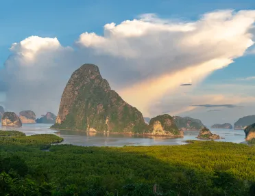 Mountains rising from the sea in Thailand