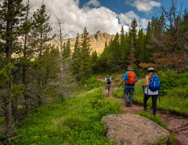 Backroads guests hiking through mountain pass