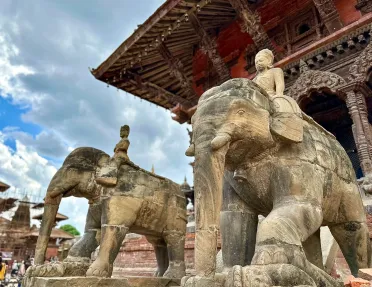 Stone statues of elephants in Nepal