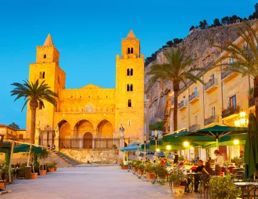 Shot of the Cathedral of Cefalù during sunset.