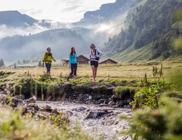 Three hiker on trail in Austria - SalzburgerLand.
