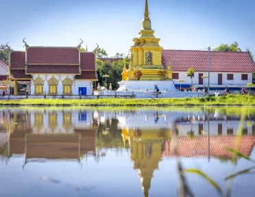 Building reflecting onto water