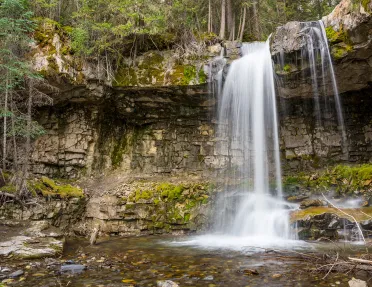 Waterfall in the middle of ancient ruins