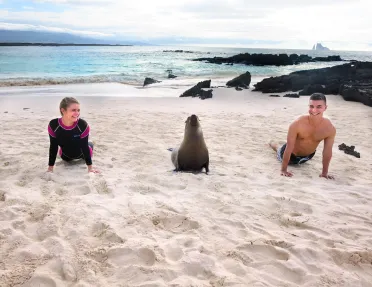 Three people in the water at the beach