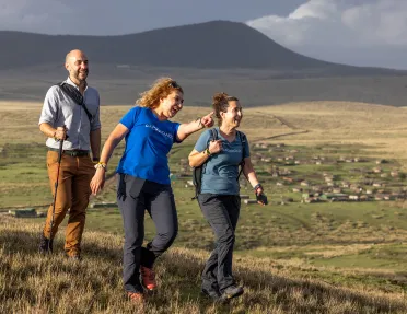three people on a nature walk