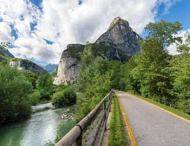 Road leading to mountains and trees